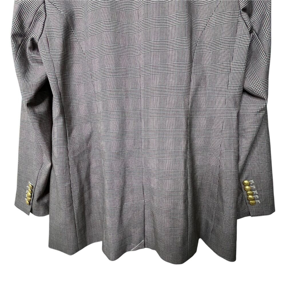 Court & Rowe Warwick Double-Breasted Houndstooth Plaid Blazer Sz 12 Gray Career - Picture 9 of 13